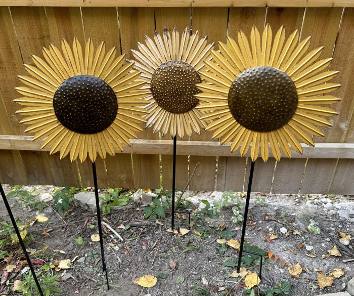 Metal Sunflower Yard Art Stake